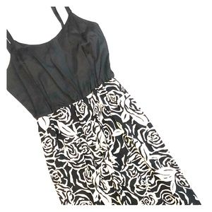 VINTAGE 100% Silk Black Floral Print Dress